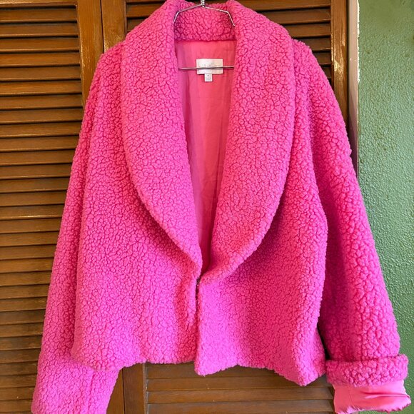 Sugarlips Hot Pink Teddy Coat Jacket Size M - Picture 1 of 4